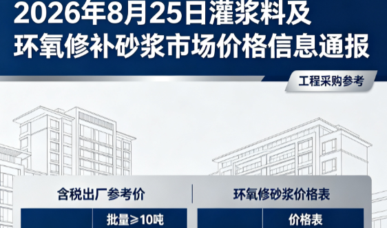 东昌2026年8月25日灌浆料及环氧修补砂浆市场价格信息通报